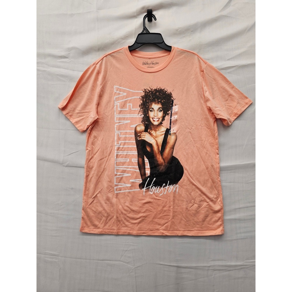 Goodie Two Sleeves Womens Whitney Houston T-Shirt Pink Cotton Blend Size Large